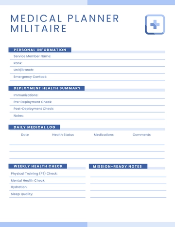 Free Medical Planner Militaire Template to Edit Online