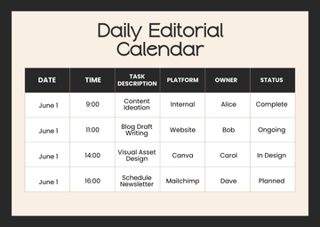Daily Editorial Calendar Template to Download