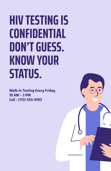 Free Simple HIV AIDS Testing Poster Template to Edit Online
