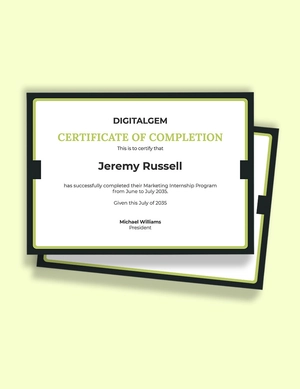 Marketing Internship Certificate Template