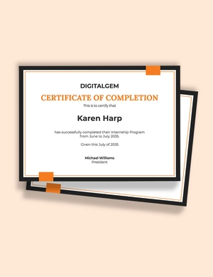 Internship Training Certificate Template
