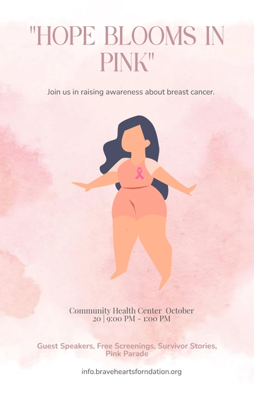 Free Watercolor Breast Cancer Awareness Poster Template to Edit Online