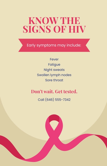 Free HIV AIDS Symptoms Poster Template to Edit Online
