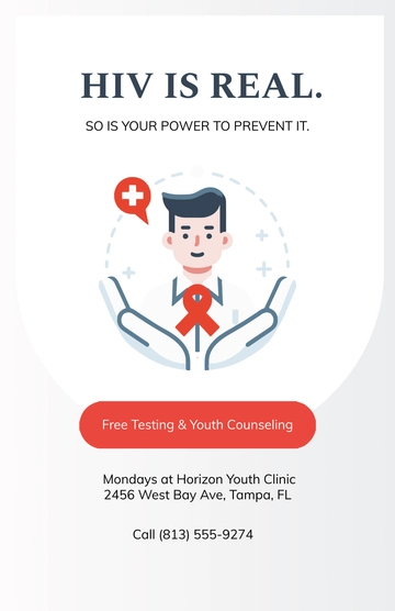 Free White HIV AIDS Poster for Youth Template to Edit Online
