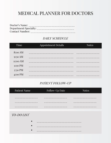 Free Medical Planner for Doctors Template to Edit Online
