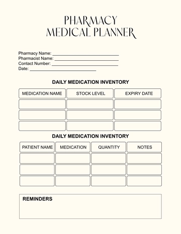 Free Pharmacy Medical Planner Template to Edit Online