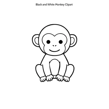 Free Black and White Monkey Clipart to Edit Online