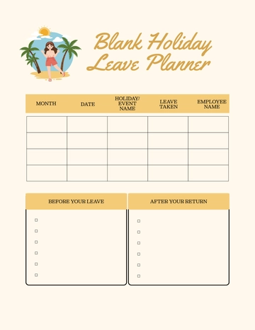 Free Blank Holiday Leave Planner Template to Edit Online