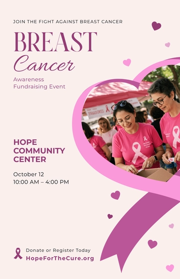 Free Breast Cancer Awareness Fundraising Poster Template to Edit Online