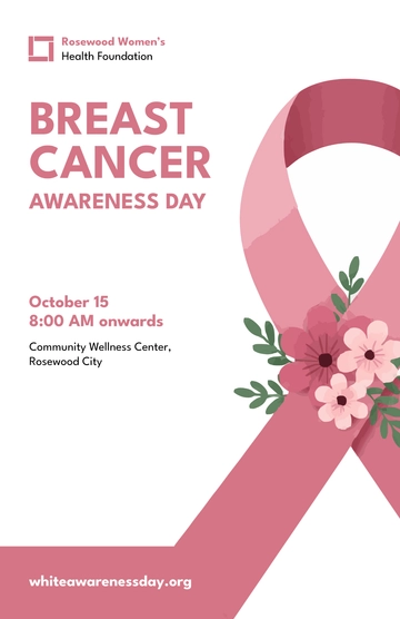 Free White Breast Cancer Awareness Day Poster Template to Edit Online