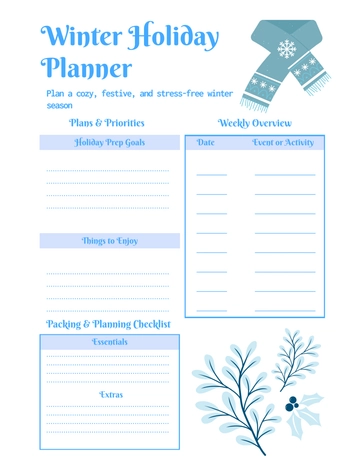 Free Winter Holiday Planner Template to Edit Online