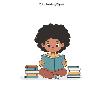 Free Child Reading Clipart to Edit Online