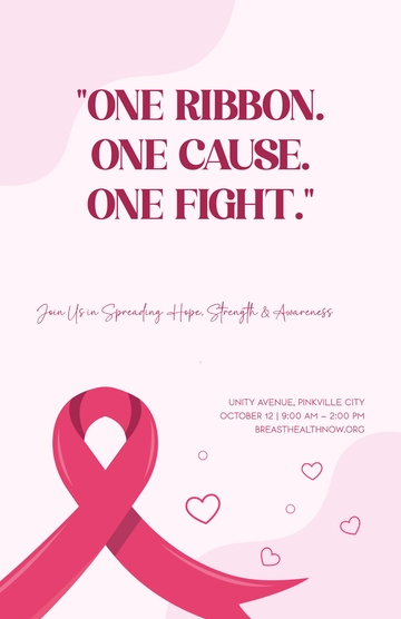 Free Pink Ribbon Breast Cancer Awareness Poster Template to Edit Online