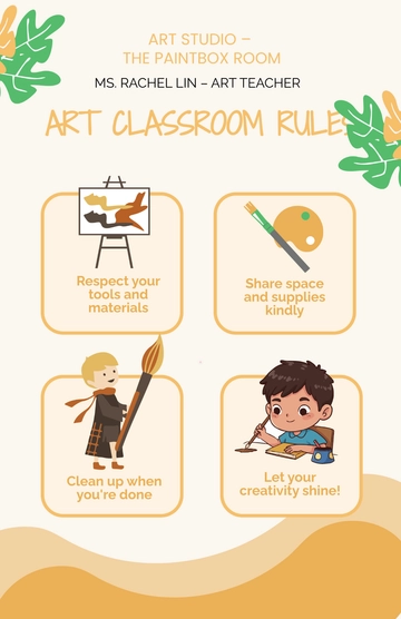 Free Arts Classroom Rules Professional Poster Template to Edit Online