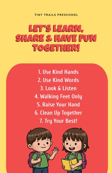 Free Preschool Classroom Rules Poster Template to Edit Online