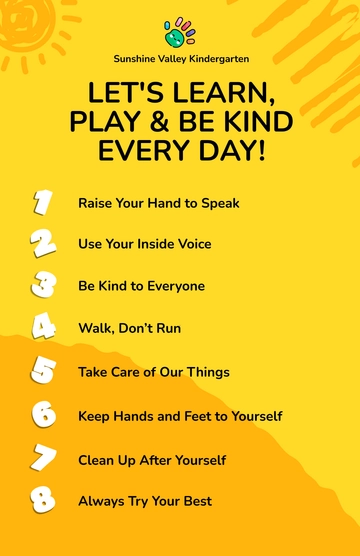 Free Golden Classroom Rules Poster Templates to Edit Online