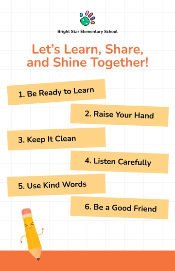 Free Elementary Classroom Rules Poster Template to Edit Online