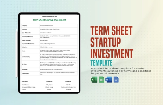 Term Sheet Startup Investment Template