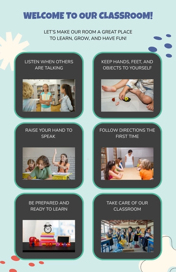 Free Classroom Rules Poster with Image Template to Edit Online
