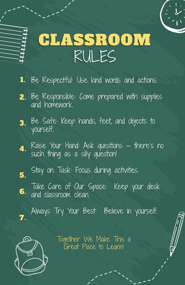 Free Chalkboard Classroom Rules Poster Design Template to Edit Online
