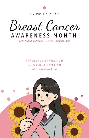 Free Modern Breast Cancer Awareness School Poster Template to Edit Online