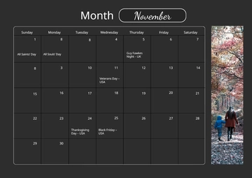 Free November 2026 Lunar Phases Calendar Template to Edit Online