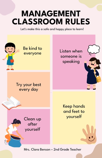 Free Modern Management Classroom Rules Poster Template to Edit Online