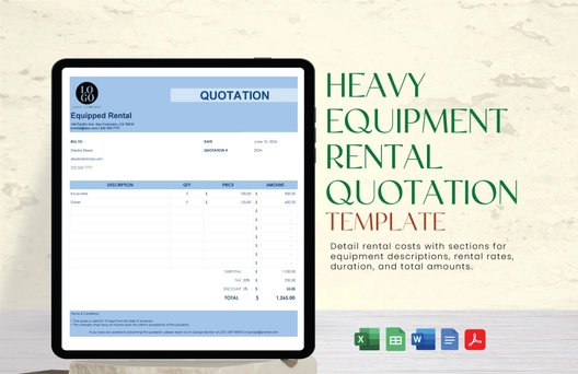 Heavy Equipment Rental Quotation Template