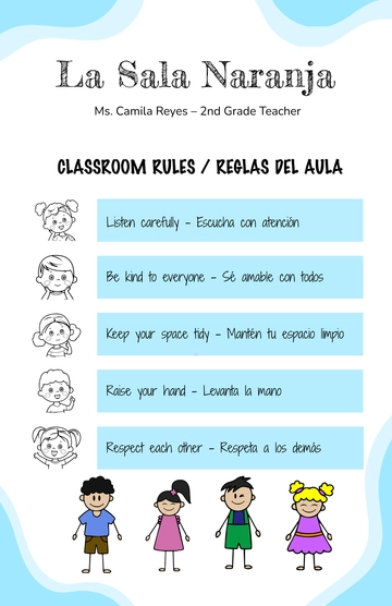 Free Bilingual Classroom Rules Poster Template to Edit Online