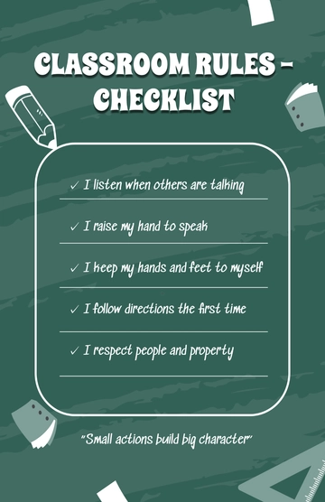 Free Editable Classroom Rules Checklist Poster Template to Edit Online