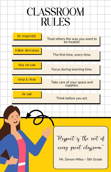 Free Classroom Rules Poster for Wall Template to Edit Online