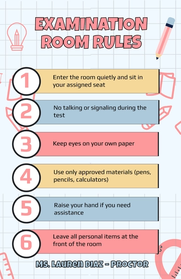 Free Classroom Examinaton Rules Poster Template to Edit Online