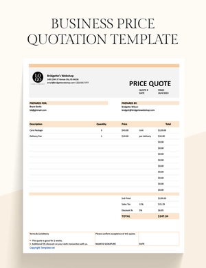 Business Price Quotation Template