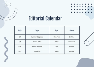 Free Basic Editorial Calendar Design Template to Edit Online