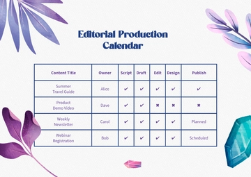 Free Editorial Production Calendar Template to Edit Online