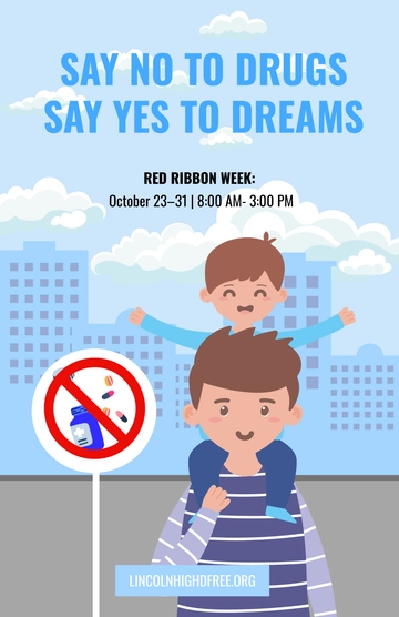 Free Creative Cartoon Drug Free Poster Template to Edit Online