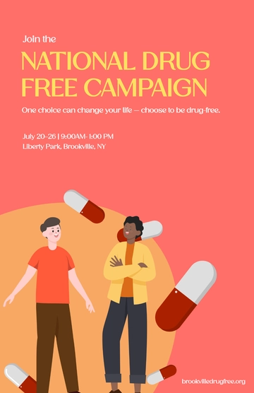 Free Red and White Drug Free Campaign Poster Template to Edit Online