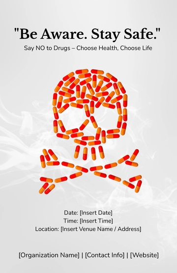 Free Public Drug Awareness Blank Poster Template to Edit Online