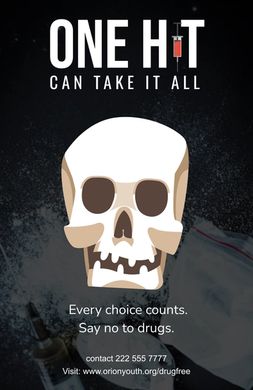 Free Black Modern Drug Awareness Poster Template to Edit Online