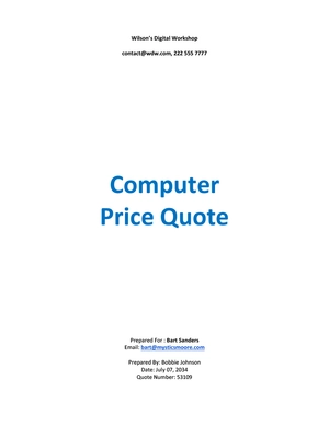 Computer Price Quotation Template
