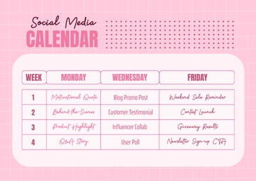 Free Monthly Social Media Calendar Template to Edit Online