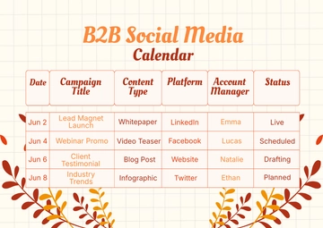 Free B2B Social Media Calendar Background Template to Edit Online