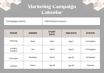 Free Marketing Campaign Calendar Template to Edit Online