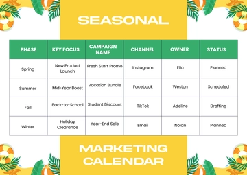 Free Seasonal Background Marketing Calendar Template to Edit Online