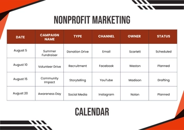 Free Nonprofit Marketing Calendar Template to Edit Online