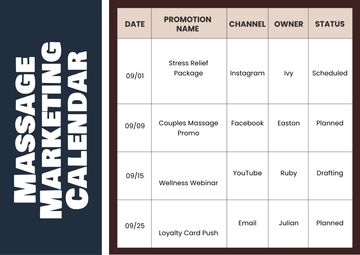 Free Massage Marketing Calendar Template to Edit Online