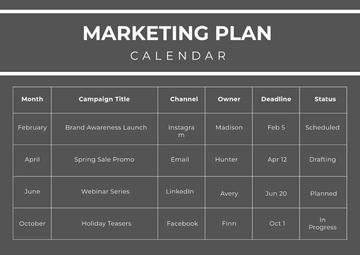 Free Gray Marketing Plan Calendar Template to Edit Online