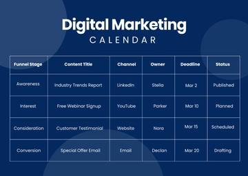 Free Digital Marketing Calendar Template to Edit Online