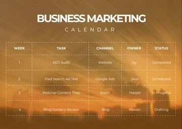 Free Business Marketing Calendar Template to Edit Online