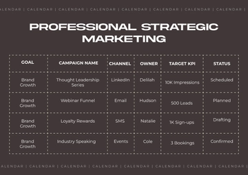 Free Professional Strategic Marketing Calendar Template to Edit Online